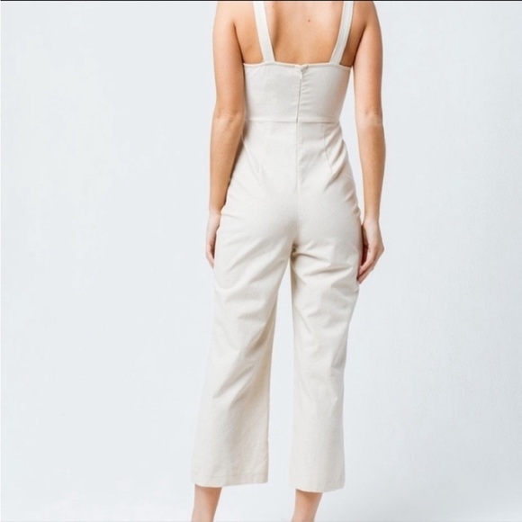 Sky and Sparrow Beige Linen Blend Sleeveless Jumpsuit - Picture 2 of 9